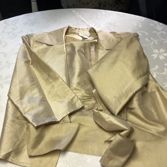 Talbots pure silk dress jacket Set SIZE 16 GOLD. MOTHER OF THE BRIDE ?EVENING ? - Picture 8 of 10